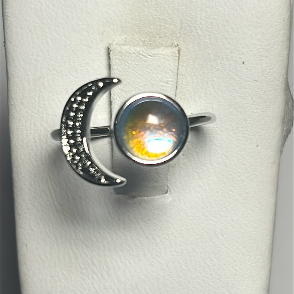 Crescent Moon & Aurora Ring
